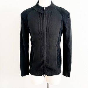 HUGO BOSS black lamb skin and cotton zip up